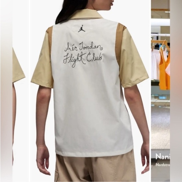 Jordan Bowling Shirt Colorblock Camp Boxy Button Down Women’s XS Brown Kelp/Sail - Picture 1 of 16
